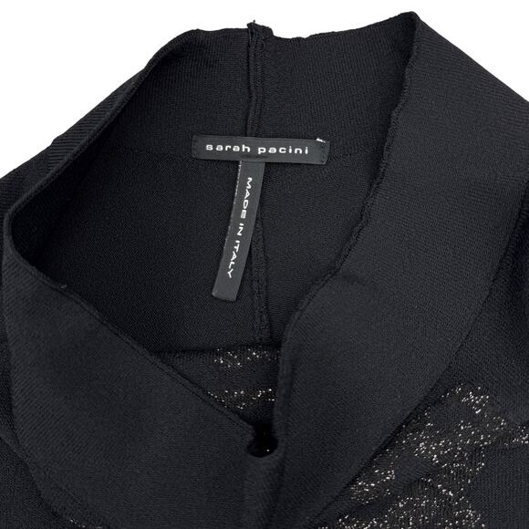 SARAH PACINI Sleeveless Black Stretch Gold Knit Top Sz Small Made In Italy - Picture 6 of 7